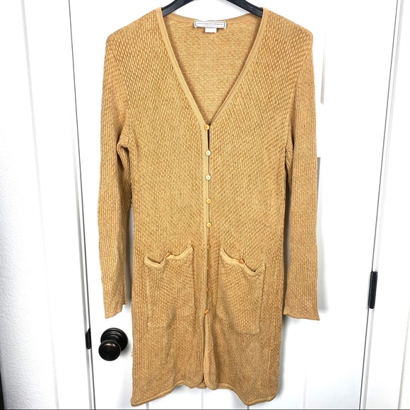 french rags Sweaters - French Rags Vintage gold knit long button cardigan